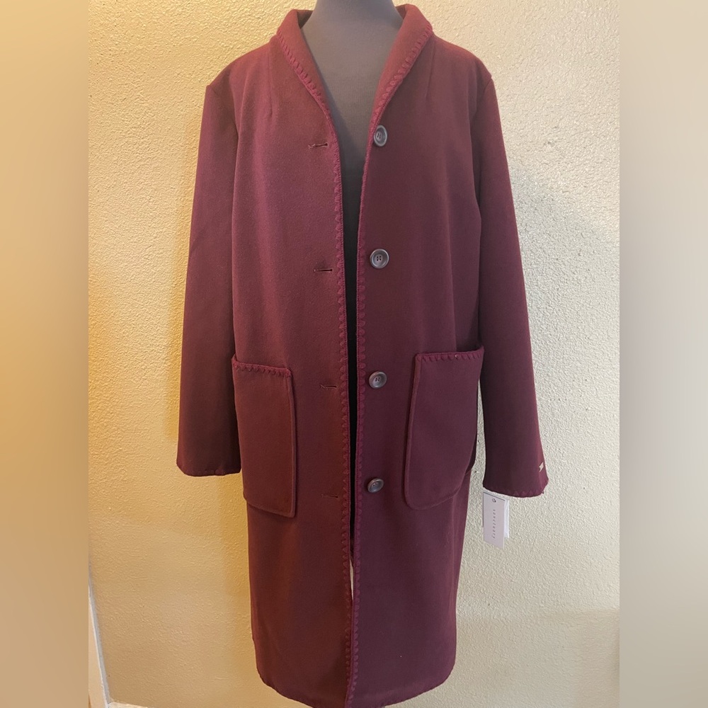 Sanctuary Burgundy Long Coat with Pockets Women’s Size L